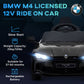 12V BMW M4 Licensed Kids Car with Easy Transport, Remote Control, Suspension, Music, Horn, LED Lights - Black by AIYAPLAY