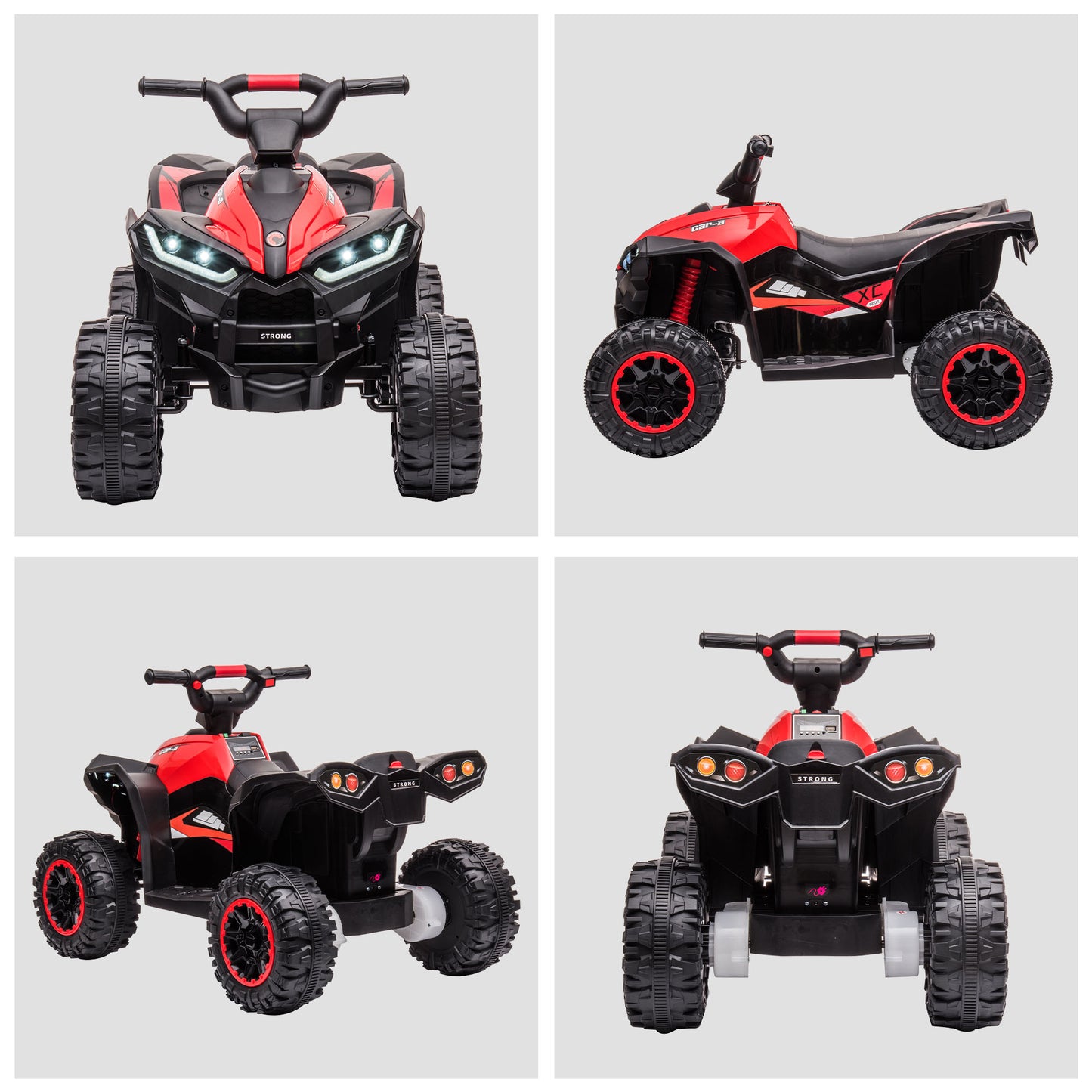 12V Ride-On Quad Bike w/ Music, Horn, for Ages 3-5 Years - Red | HOMCOM