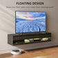 HOMCOM Floating TV Unit Wall Mounted TV Cabinet, High Gloss Media Wall Unit with LED Lights, Storages Shelves for Living Entertainment Room in Black