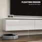 160cm High Gloss Floating TV Unit Stand for TVs up to 70", Wall Mounted TV Cabinet with Storage Cupboards in White by HOMCOM