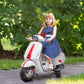 AIYAPLAY 12V Vespa Licensed Kids Electric Scooter Motorbike with Music, Headlights, FM Radio, for 3-6 Years in White