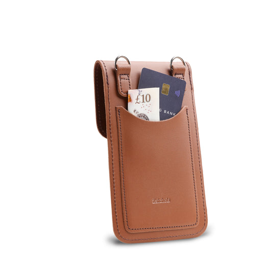 Handmade Leather Mobile Phone Pouch Plus - Chestnut