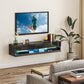 HOMCOM Floating TV Unit Wall Mounted TV Cabinet, High Gloss Media Wall Unit with LED Lights, Storages Shelves for Living Entertainment Room in Black
