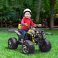 HOMCOM 12V Quad Bike ATV with LED Lights, Music, Backrest, Forward, Backward in Yellow