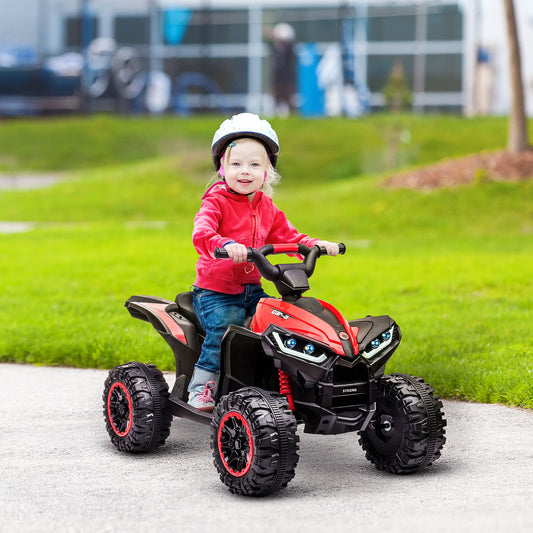 12V Ride-On Quad Bike w/ Music, Horn, for Ages 3-5 Years - Red | HOMCOM