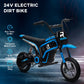 HOMCOM 24V Electric Motorbike with Twist Grip Throttle, Music, Horn, 12" Pneumatic Tyres, 16km/h Max Speed in Blue