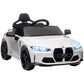 12V BMW M4 Licensed Kids Car with Easy Transport, Remote Control, Suspension, Music, Horn, LED Lights in White by AIYAPLAY
