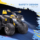 HOMCOM 12V Quad Bike ATV with LED Lights, Music, Backrest, Forward, Backward in Yellow