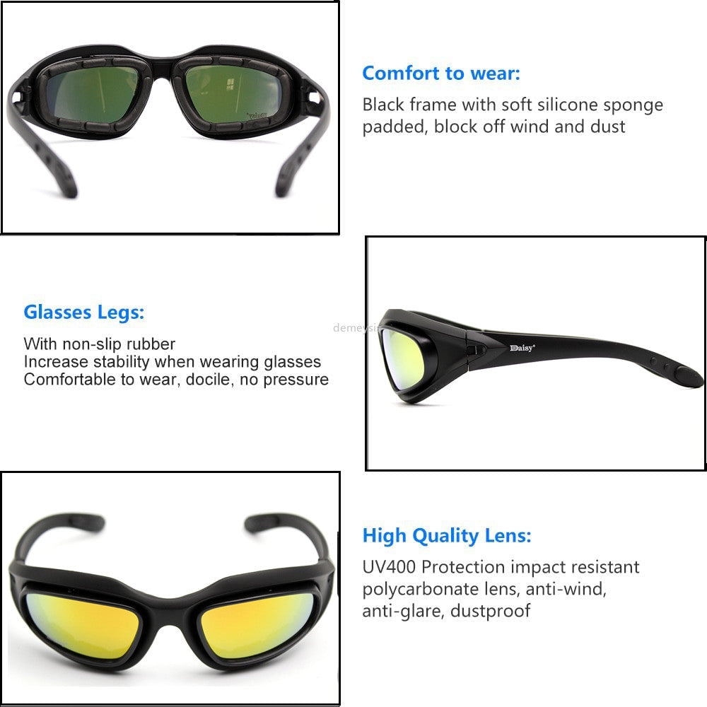 Desert 4 Lenses Tactical Glasses