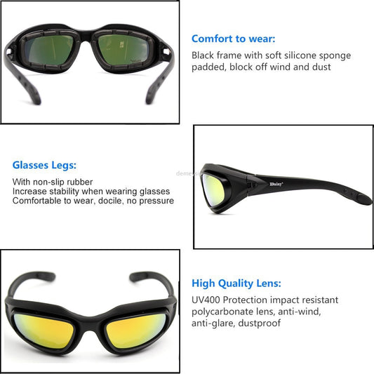 Desert 4 Lenses Tactical Glasses