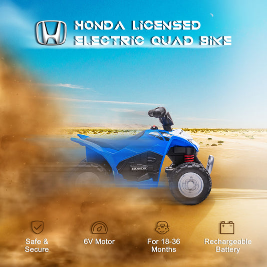 AIYAPLAY Honda Licensed Kids Electric Quad Bike 6V ATV Ride On for 1.5-3 Years in Blue