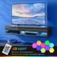 HOMCOM Floating TV Unit Wall Mounted TV Cabinet, High Gloss Media Wall Unit with LED Lights, Storages Shelves for Living Entertainment Room in Black