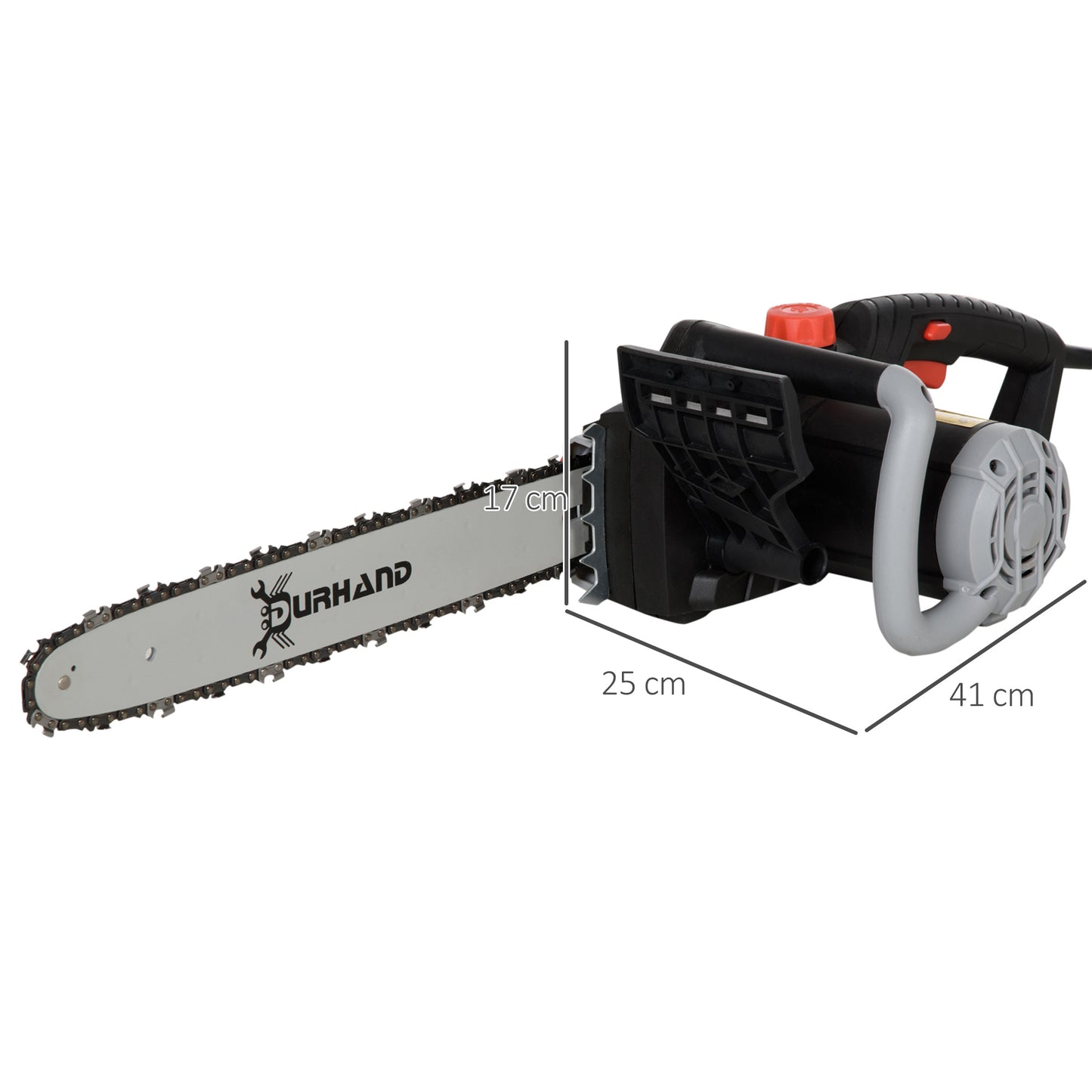 1600W Electric Chainsaw with Double Brake, Tool-Free Chain Tensioning, 40cm Guide Bar & Chain Power Saw to Cut Wood | DURHAND