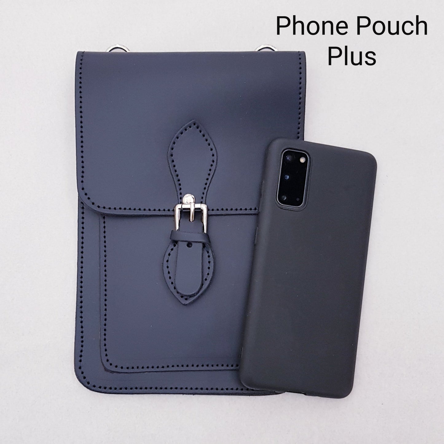 Handmade Leather Mobile Phone Pouch Plus - Pastel Baby Blue
