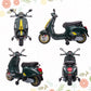 AIYAPLAY 12V Vespa Licensed Kids Electric Scooter Motorbike with Music, Headlights, FM Radio, for 3-6 Years in Green