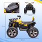 HOMCOM 12V Quad Bike ATV with LED Lights, Music, Backrest, Forward, Backward in Yellow