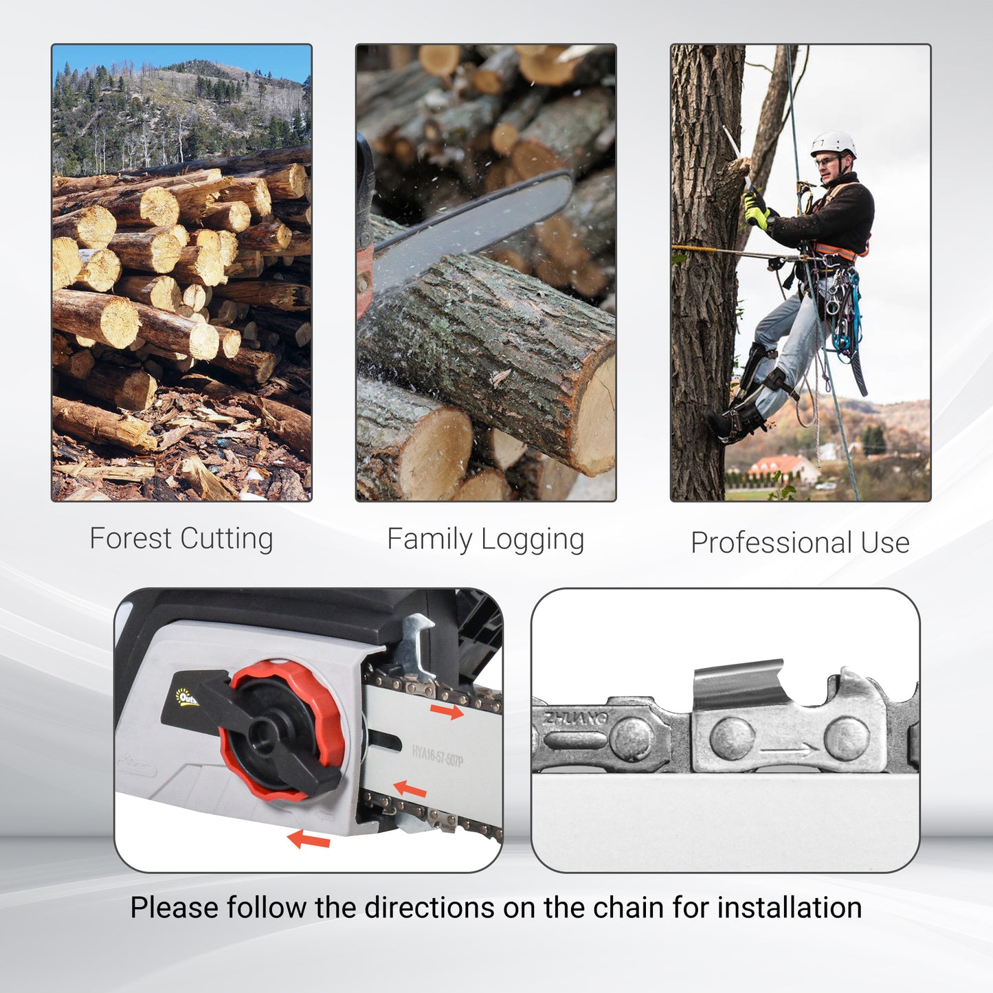 1600W Electric Chainsaw with Double Brake, Tool-Free Chain Tensioning, 40cm Guide Bar & Chain Power Saw to Cut Wood | DURHAND