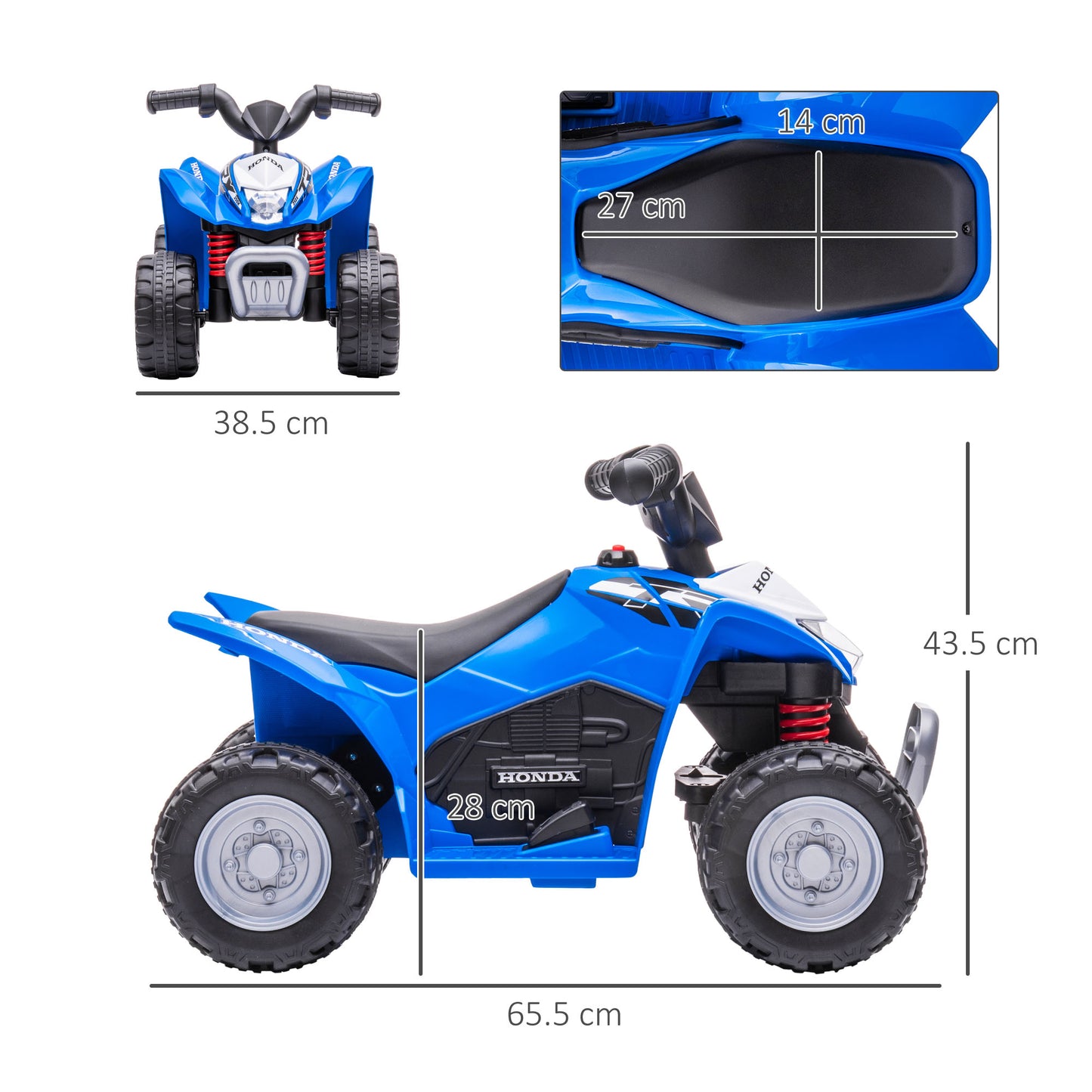 AIYAPLAY Honda Licensed Kids Electric Quad Bike 6V ATV Ride On for 1.5-3 Years in Blue