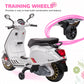 AIYAPLAY 12V Vespa Licensed Kids Electric Scooter Motorbike with Music, Headlights, FM Radio, for 3-6 Years in White